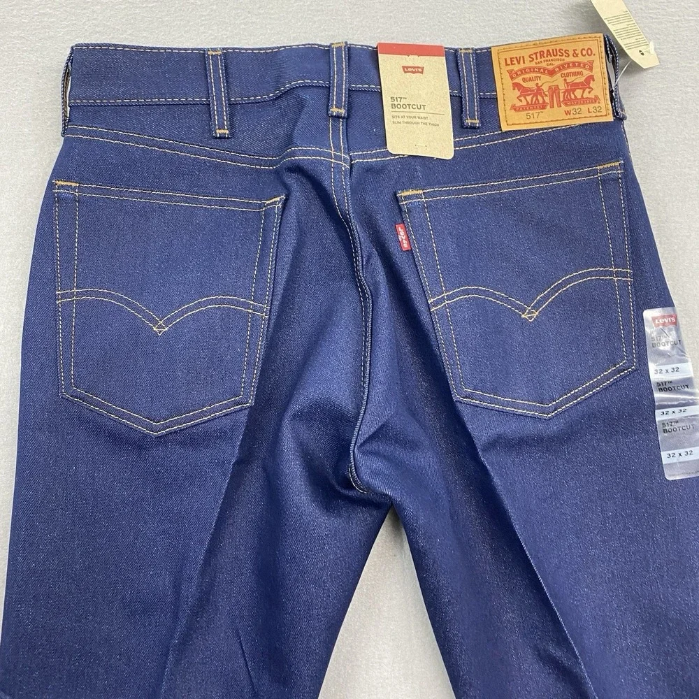 Levis Jeans Mens 32x32 Blue Denim 517 Bootcut Dark Wash Western Cowboy Rodeo